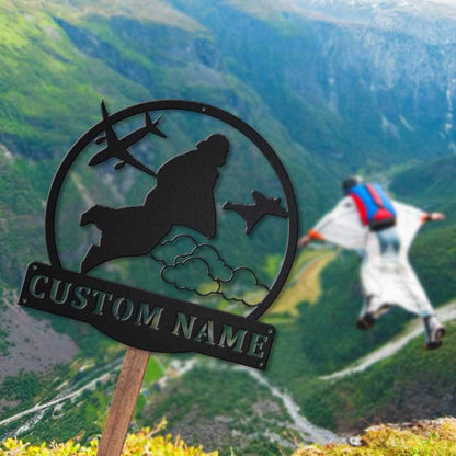 Personalized Wingsuit Flying Monogram Metal Sign Art, Custom Wingsuit Flying Metal Sign, Hobbie Gifts, Sport Gift, Birthday Gift, Laser Cut Metal Signs Custom Gift Ideas