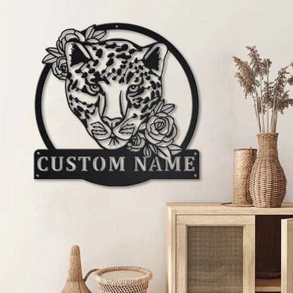 Personalized Leopard With Flower Metal Sign Art, Custom Leopard With Flower Metal Sign, Leopard Gift, Birthday Gift, Decor Decoration, Laser Cut Metal Signs Custom Gift Ideas