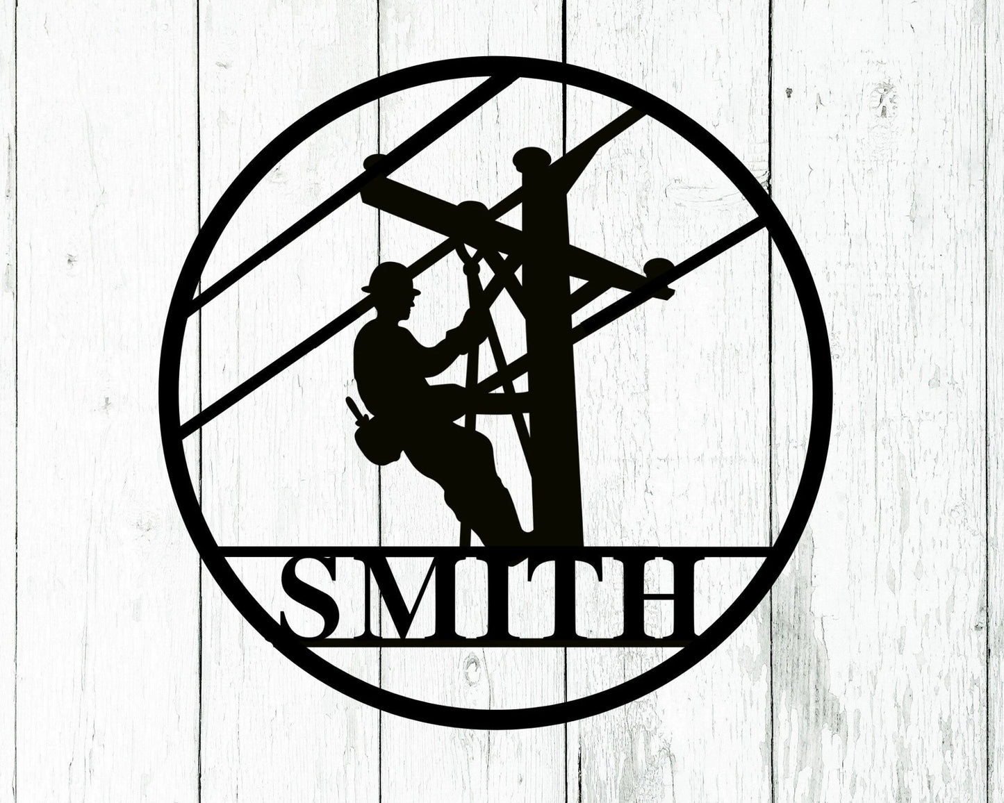 Lineman Last Name Metal Sign, Lineman Gift, Lineman Sign, Personalized Lineman, Christmas Gift, Custom Metal Sign, Door Hanger Laser Cut Metal Signs Custom Gift Ideas