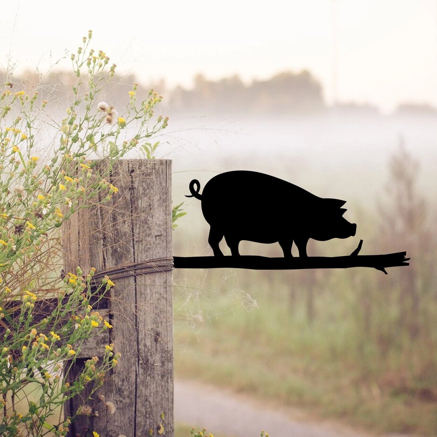 Pig Tree Stake, Farm Metal Sign, Gift For Farmer Laser Cut Metal Signs Custom Gift Ideas