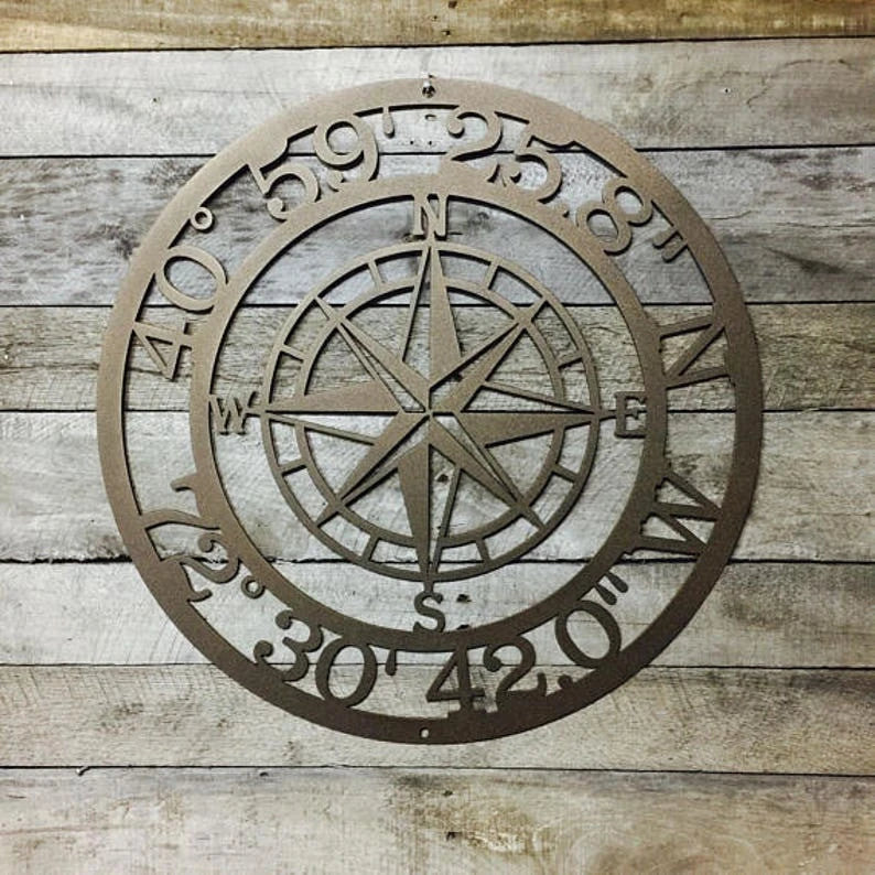 Gps Coordinates Sign Nautical Compass Latitude Longitude Custom Metal Sign Address Sign Exclusive Design Of Hsa