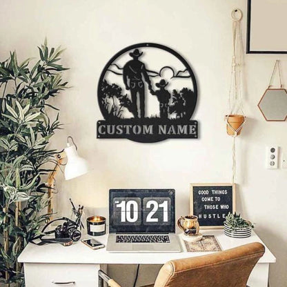 Cowboy And Son Personalized Monogram Metal Wall Decor, Cut Metal Sign, Metal Wall Art, Metal House Sign, Metal Laser Cut Metal Signs Custom Gift Ideas