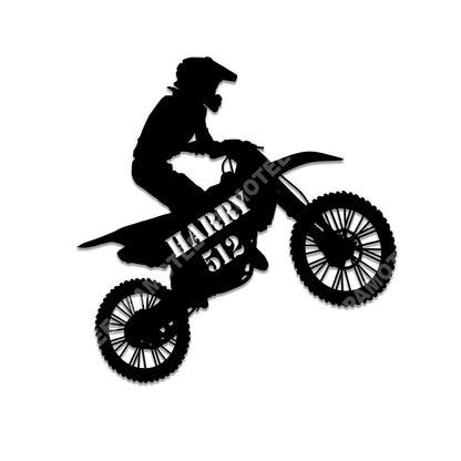 Personalized Name And Number Biking Man Metal Art, Steel Wall Hanging For Bikers, Metal Laser Cut Metal Signs Custom Gift Ideas