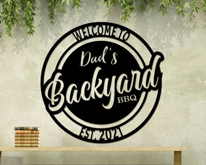 Personalized Backyard Bbq Metal Sig, Personalized Home Decor, Metal Wall Art, Outdoor Wall Decor, Metal Wall Decor, Bbq Decor Laser Cut Metal Signs Custom Gift Ideas