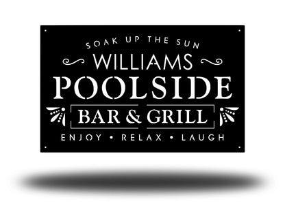 Personalized Metal Poolside Sign Metal Swimming Pool Sign Metal Backyard Sign Custom Backyard Sign Custom Poolside Sign Laser Cut Metal Signs Custom Gift Ideas