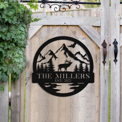 Personalized Family Name Elk Deer Hunting Metal Sign, Metal Laser Cut Metal Signs Custom Gift Ideas
