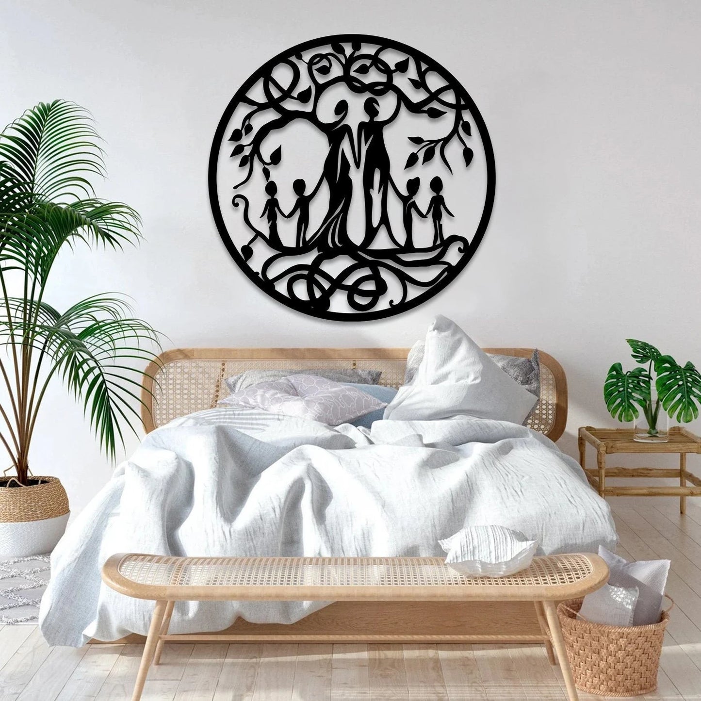 Six Members Family Tree Of Life Metal Sign, Mother's Day Gift Laser Cut Metal Signs Custom Gift Ideas