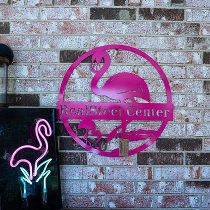 Flamingo Monogram Cut Metal Sign Metal House Sign