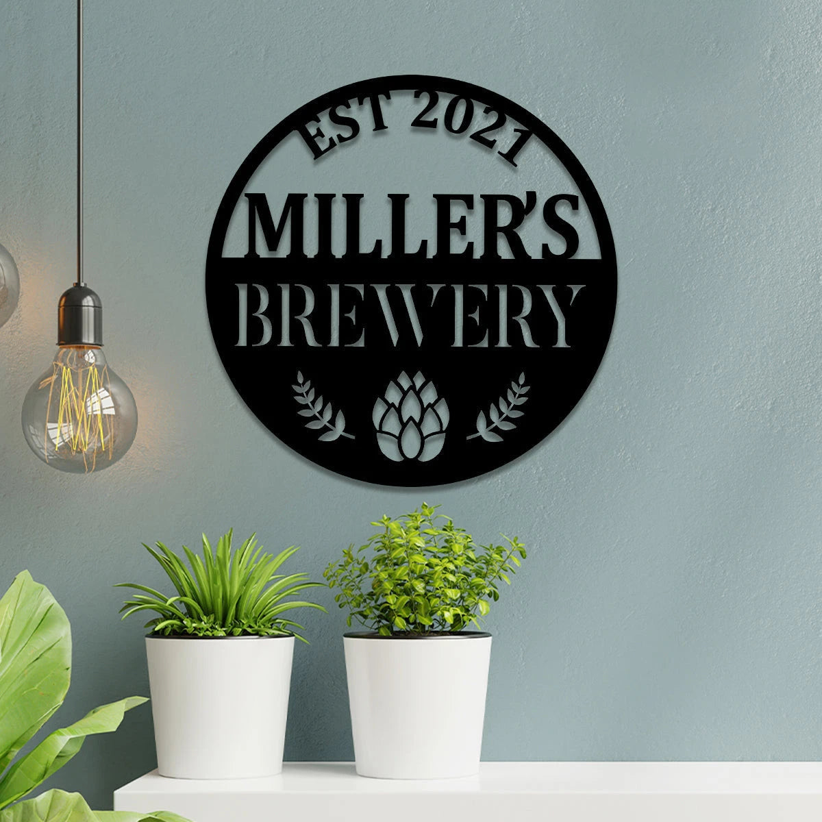 Personalized Beer Hops Brewery Metal Bar Sign, Metal Laser Cut Metal Signs Custom Gift Ideas