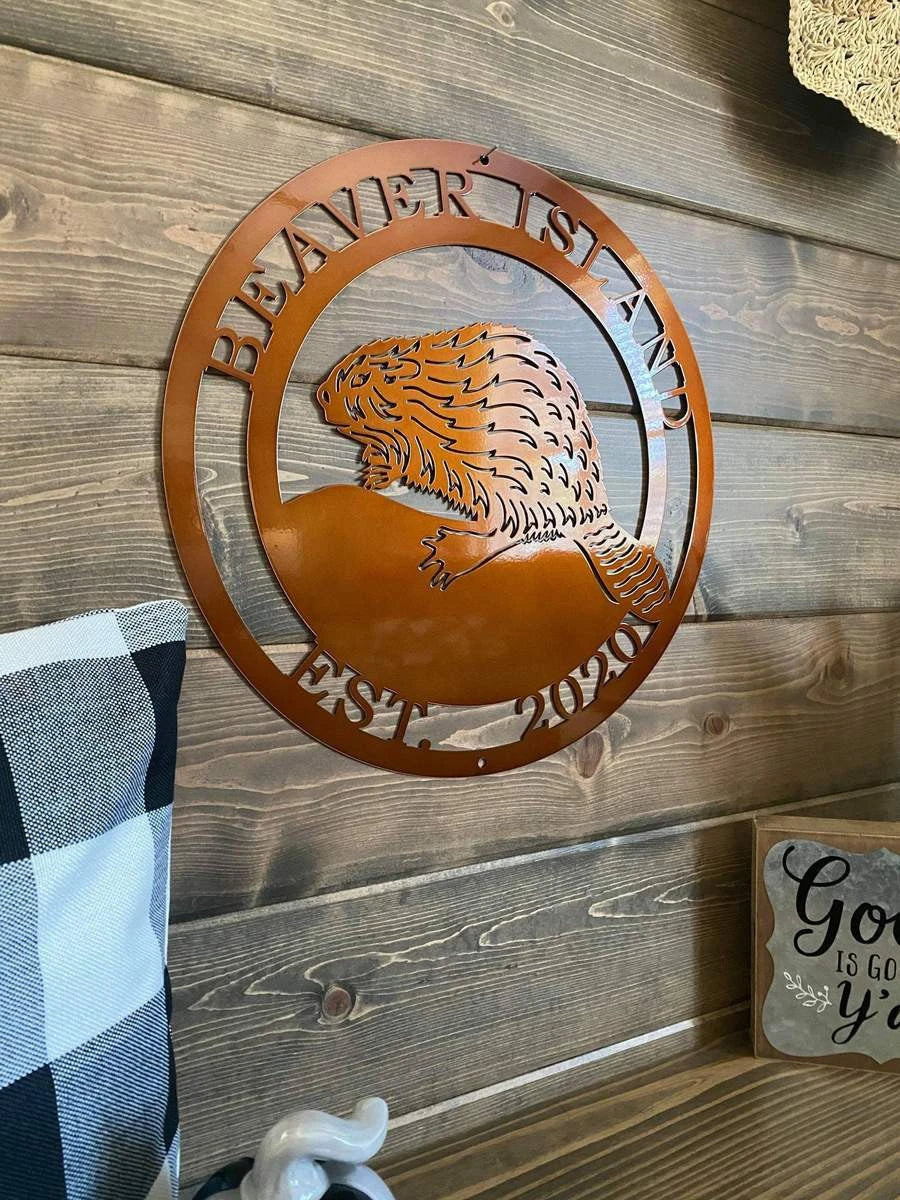 Personalized Beaver Sign, Cut Metal Sign, Metal Wall Art, Metal House Sign Laser Cut Metal Signs Custom Gift Ideas