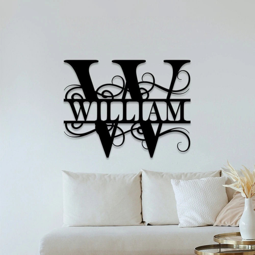 Personalized Home Decor Beautiful Last Name Metal Sign Split Letter Monogram Porch Living Room Housewarming, Wedding, Anniversary Gift Laser Cut Metal Signs Custom Gift Ideas