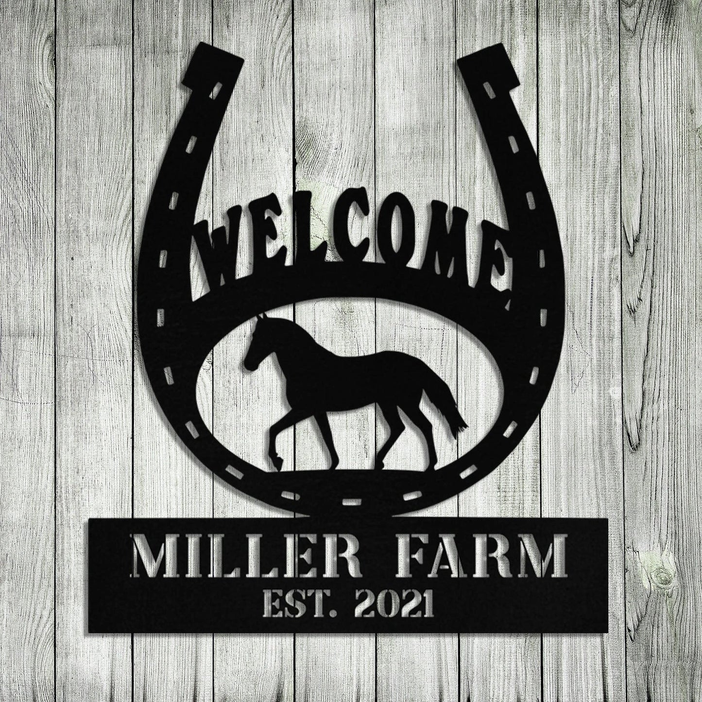 Personalized Metal Horse Hoof Shoes Sign Monogram, Metal Laser Cut Metal Signs Custom Gift Ideas