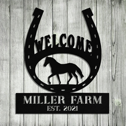 Personalized Metal Horse Hoof Shoes Sign Monogram, Metal Laser Cut Metal Signs Custom Gift Ideas