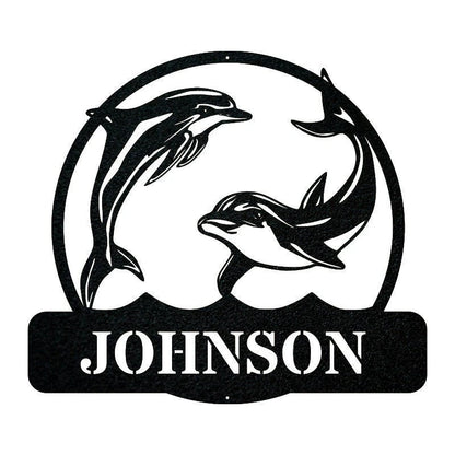 Metal Dolphin Sign Personalized Metal Monogramfamily Name Signlake House Signbeach