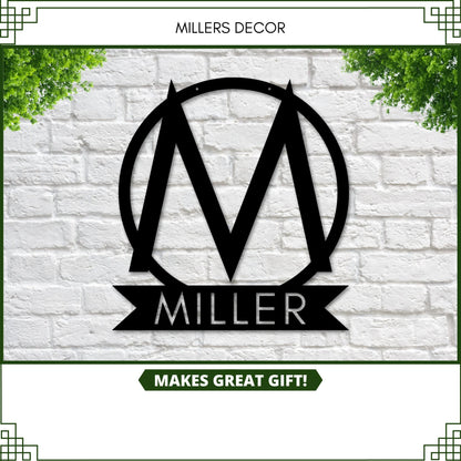 Circle Metal Monogram Sign, Personalized Family Name Metal Sign, Personalized Metal Wall Decor, Housewarming Gift, Metal Monogram Sign, Sign, Laser Cut Metal Signs Custom Gift Ideas