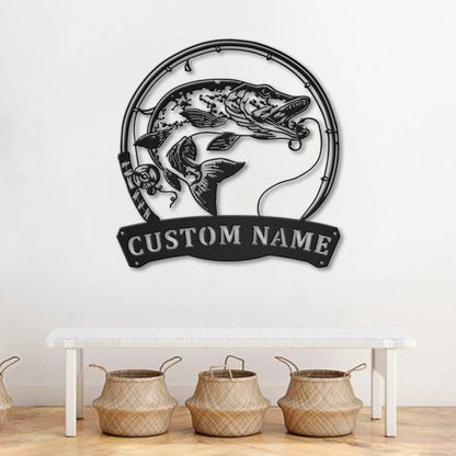 Personalized Northern Pike Fish Pole Metal Sign Art, Custom Northern Pike Fishing Metal Sign, Fishing Gifts Funny, Northern Pike Gift, Laser Cut Metal Signs Custom Gift Ideas