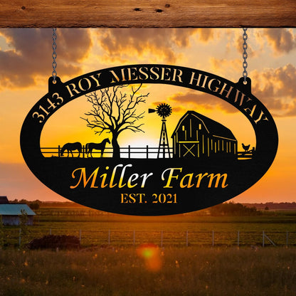 Metal Farm Sign Horse Chicken Monogram, Custom Outdoor Farmhouse, Metal Laser Cut Metal Signs Custom Gift Ideas