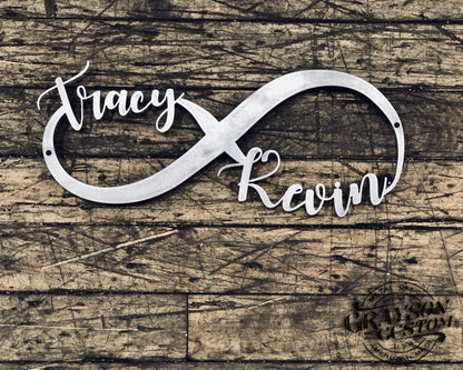 Personalized Infinity Script Sign, Custom Metal Wall Art, Wedding, Anniversary, Housewarming, Christmas Love Gift, Metal Sign Decor, Laser Cut Metal Signs Custom Gift Ideas