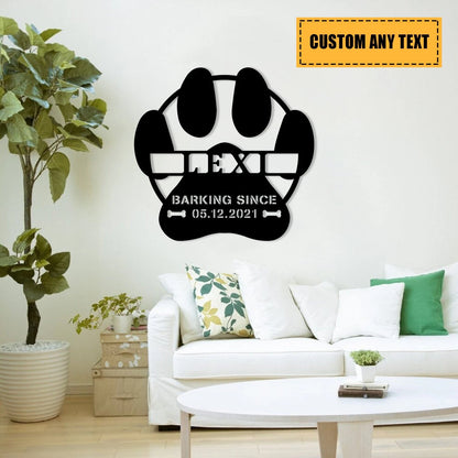 Personalized Dog Paw Metal Sign, Wedding, Anniversary Art Gift For Dog Lovers, Metal Laser Cut Metal Signs Custom Gift Ideas