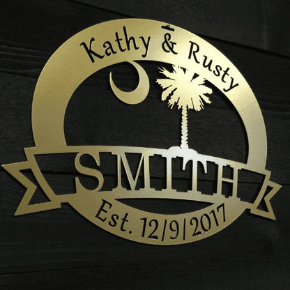 South Carolina State Palmetto Tree & Moon Sign, Cut Metal Sign, Metal Wall Art, Metal House Sign Laser Cut Metal Signs Custom Gift Ideas