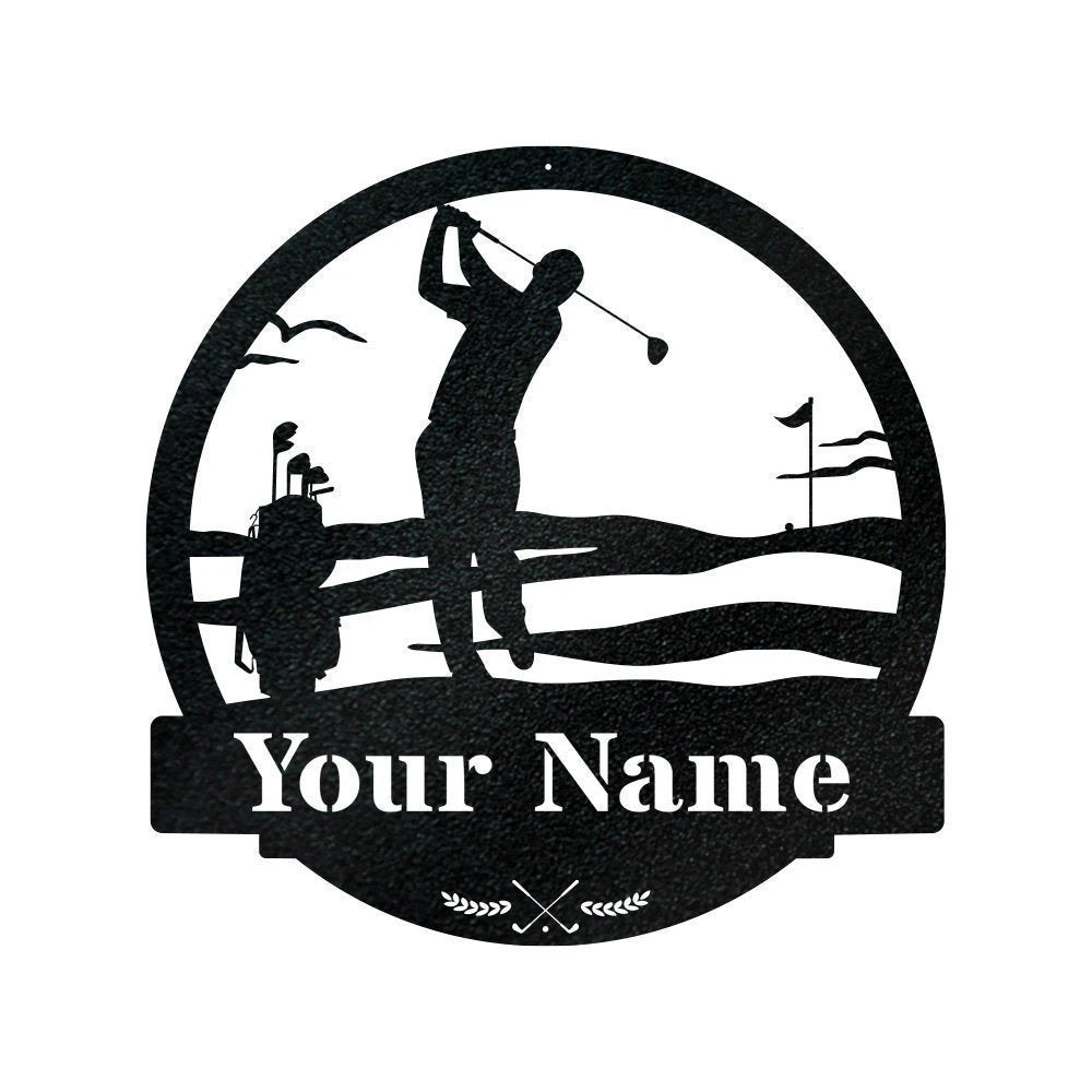 Men Golf Custom Monogram Metal Sign, Wall Art Decor, Personalized Metal Sign, Personalized Name, Metal Name Sign, Kids Sign, Sports, Pga Laser Cut Metal Signs Custom Gift Ideas