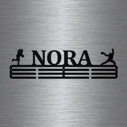 Softball And Basketball Custom Name Medal Hanger Holder Display Rack 3 Rung, Cut Metal Sign, Metal Wall Art, Laser Cut Metal Signs Custom Gift Ideas