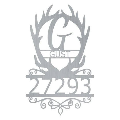 Address Antler Monogram Customized Metal Signs Custom Metal Sign Custom Signs Metal Sign