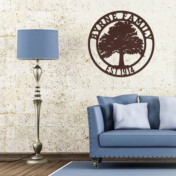 Oak Tree Monogram, Cut Metal Sign, Metal Wall Art, Metal House Sign Laser Cut Metal Signs Custom Gift Ideas