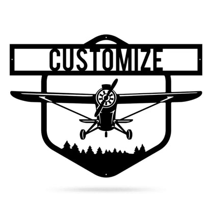 Airplane Monogram Cut Metal Sign Metal House Sign