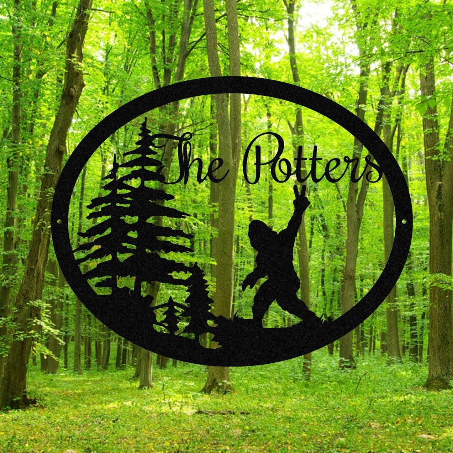 Customized Name Bigfoot Metal Sign, Forrest Lodge Wall Decor Laser Cut Metal Signs Custom Gift Ideas