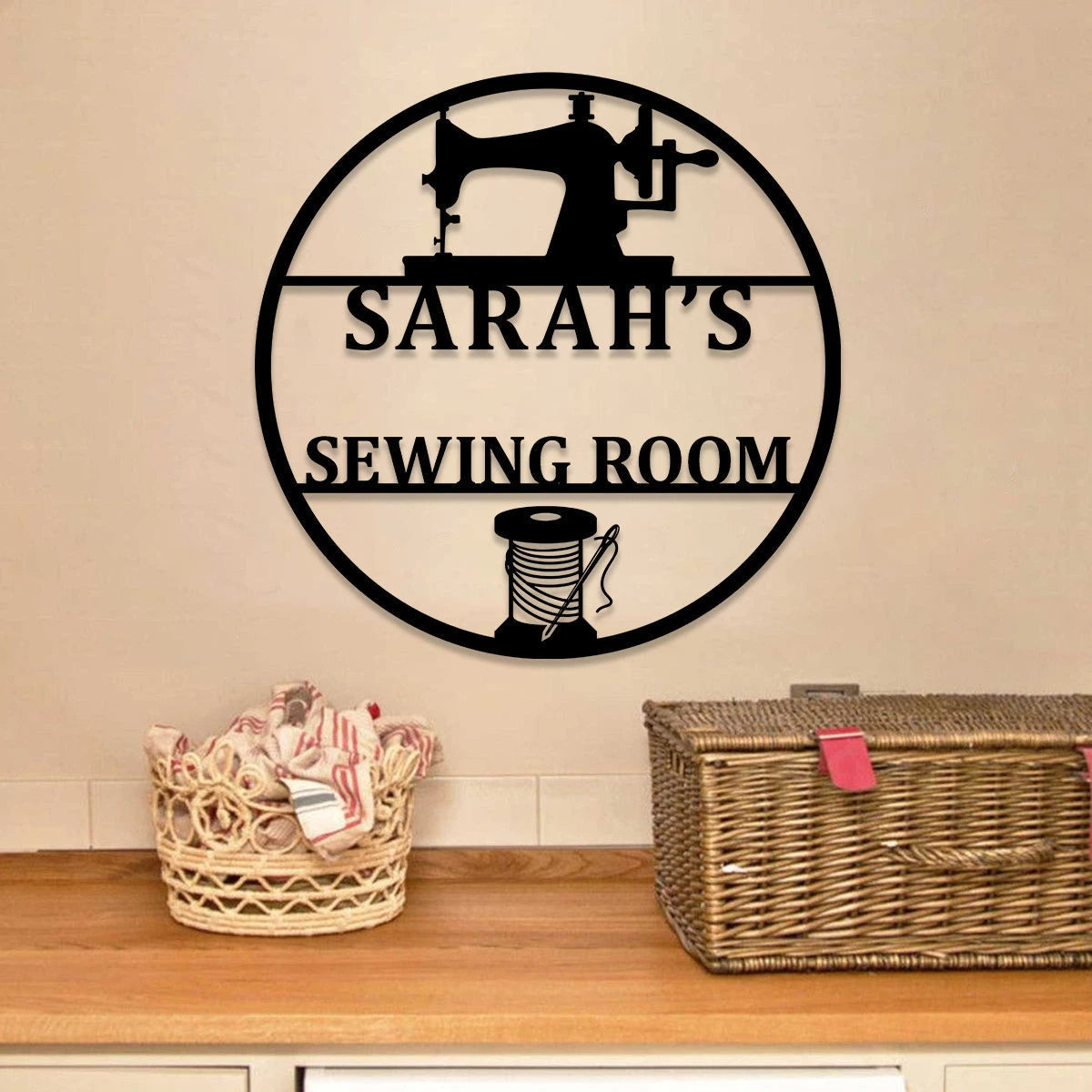 Personalized Sewing Machine Metal Sign, Custom Sewing Room Metal Art, Metal Laser Cut Metal Signs Custom Gift Ideas