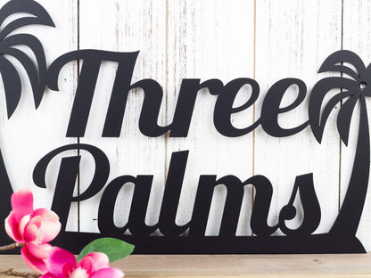 Palm Tree Custom Name Metal Sign, Tropical, Beach, Ocean, Beach House Sign, Metal Wall Art, Outdoor Sign, Custom Sign, Laser Cut Metal Signs Custom Gift Ideas