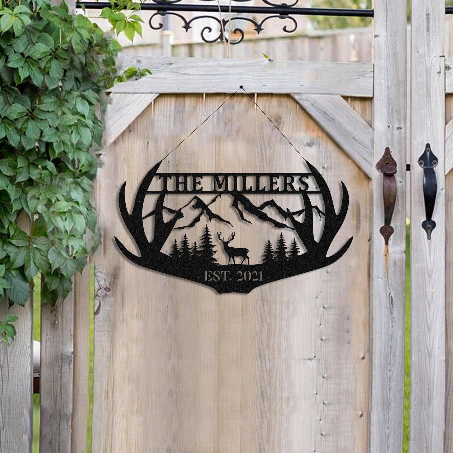 Personalized Family Name Deer Hunting Hunter Metal Sign Monogram, Custom Outdoor Farm, Cabin, Lodge, Camp, Wall Decor, Art Gift For Him, Metal Laser Cut Metal Signs Custom Gift Ideas