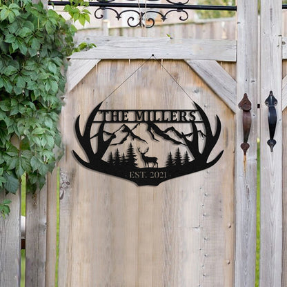 Personalized Family Name Deer Hunting Hunter Metal Sign Monogram, Custom Outdoor Farm, Cabin, Lodge, Camp, Wall Decor, Art Gift For Him, Metal Laser Cut Metal Signs Custom Gift Ideas