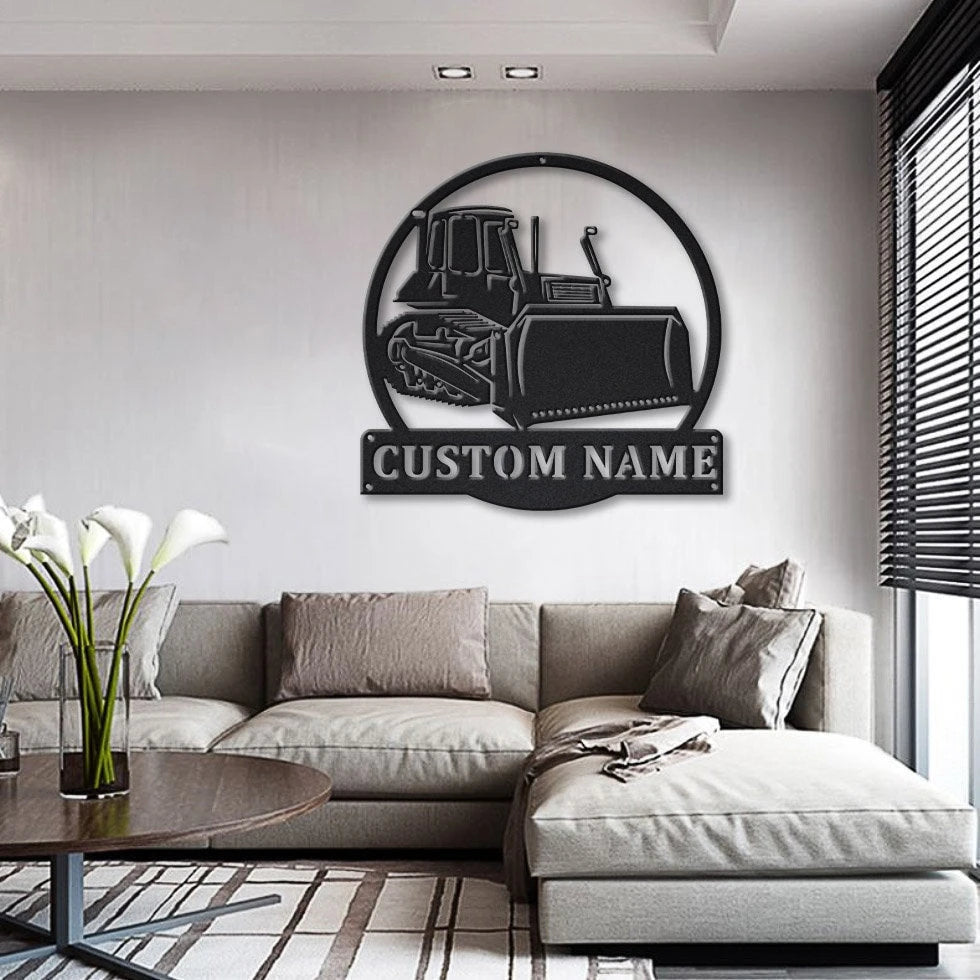 Personalized Bulldozer Truck Metal Sign Art, Custom Bulldozer Truck Metal Sign, Trucker Gift, Truck Lover Sign Decoration For Living Room Laser Cut Metal Signs Custom Gift Ideas