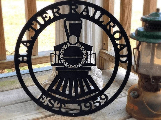 Personalized Train Sign Cut Metal Sign Metal House Sign
