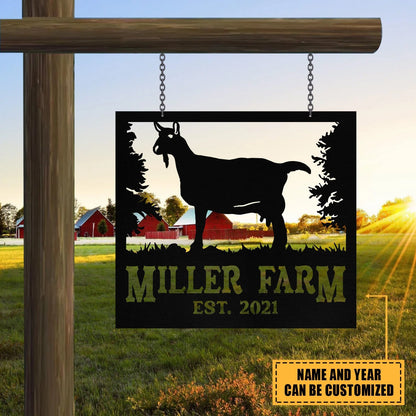 Personalized Metal Farm Sign Saanen Goat Monogram, Farmhouse, Front Gate, Ranch Art Gift, Metal Laser Cut Metal Signs Custom Gift Ideas