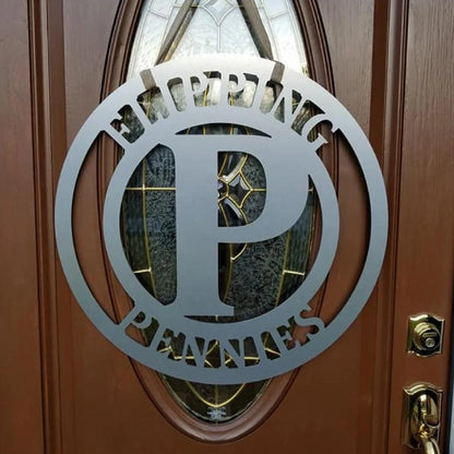Family Name Wall Decor Sign Customized Door Hanger Personalized Christmas Gifts Circle Metal Acm Block Font Monogram Laser Cut Metal Signs Custom Gift Ideas