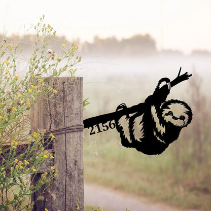 Custom Address Sloth Metal Tree Stake, Funny Metal Art, Garden Decor Laser Cut Metal Signs Custom Gift Ideas