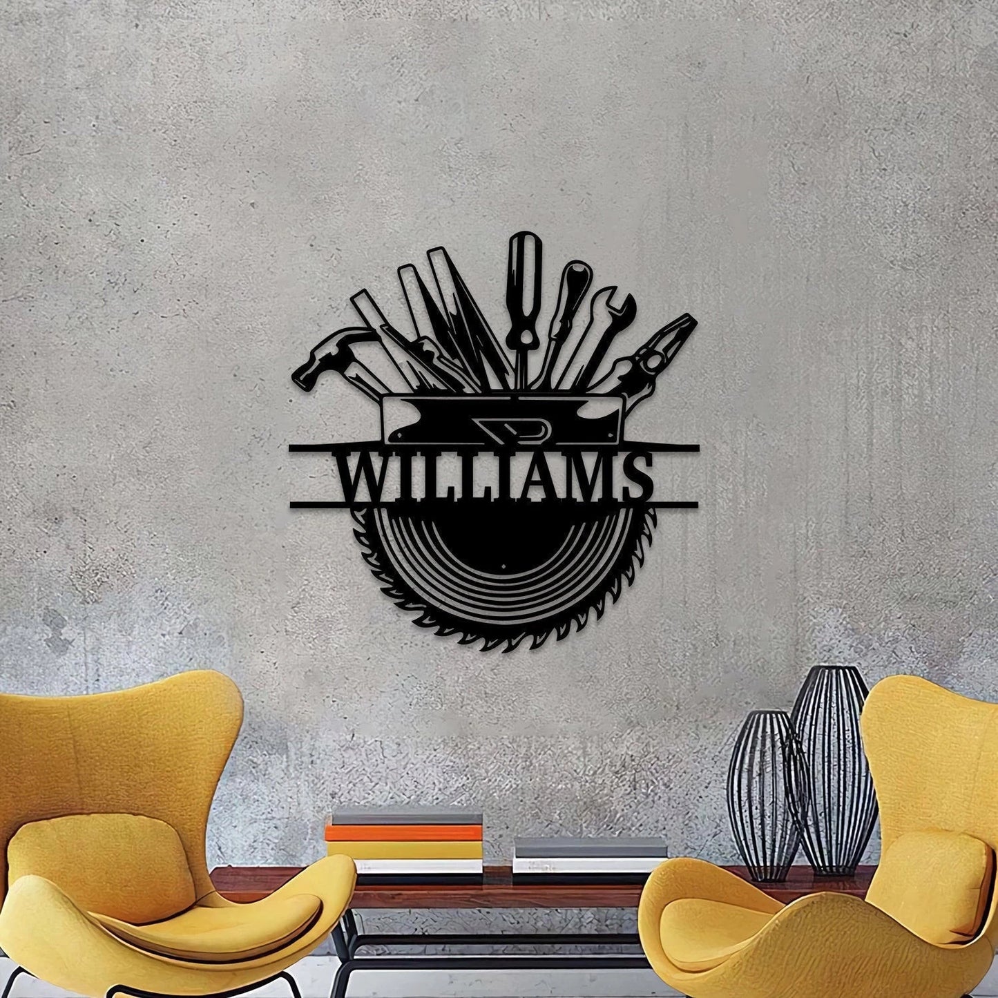 Personalized Carpenter Monogram Metal Sign Papas Work Shop Metal Sign Contractor Sign Man Cave Art Metal Name Sign Gift For Carpenter
