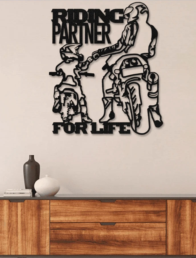 Father And Son Riding Partner For Life Metal House Sign