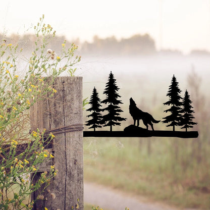 Wolf Metal Tree Stake, Nature Metal Sign, Father's Day Gift Laser Cut Metal Signs Custom Gift Ideas