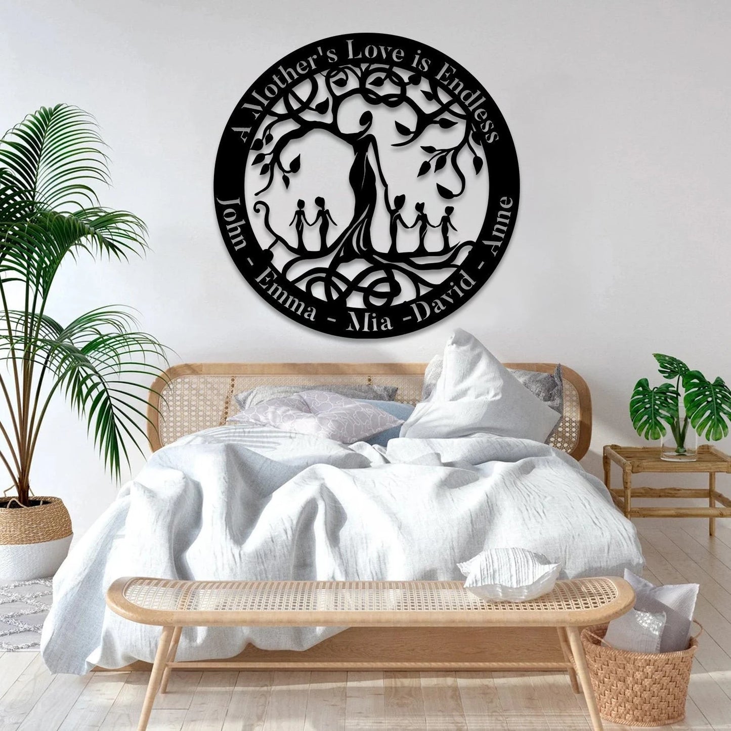 A Mother's Love Mother And Five Children Tree Of Life Metal Art, Anniversary Gift Laser Cut Metal Signs Custom Gift Ideas