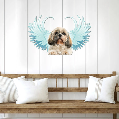 Shih Tzu Angel blue wings Cut Metal Sign Laser Cut Metal Signs Custom Gift Ideas