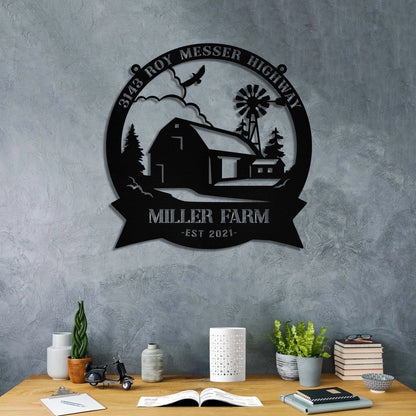 Personalized Metal Farm Sign Barn Windmill, Custom Outdoor, Entry Road, Front Gate, Metal Laser Cut Metal Signs Custom Gift Ideas