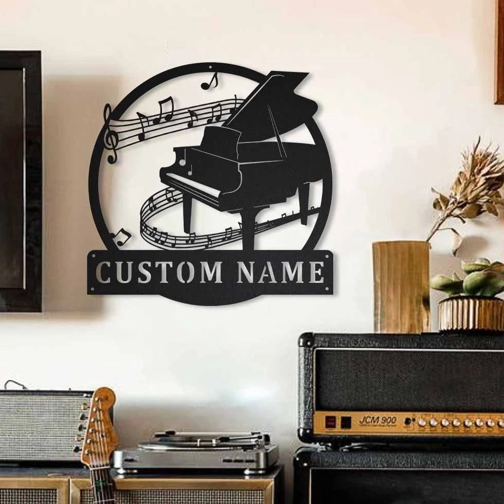 Personalized Piano Monogram Metal Sign Art, Custom Piano Monogram Metal Sign, Piano Gifts For Men, Piano Gift, Musical Instrument, Laser Cut Metal Signs Custom Gift Ideas