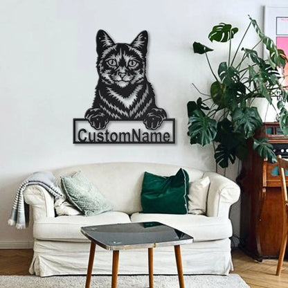 Personalized Domestic Cat Metal Sign Art, Custom Domestic Cat Metal Sign, Father's Day Gift, Pets Gift, Birthday Gift, Laser Cut Metal Signs Custom Gift Ideas