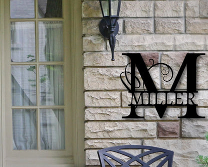 Personalized Metal Sign Custom Last Name Sign Family Name Sign Metal Wall Art Split Monogram Personalized Wedding Gift Housewarming Gift, Laser Cut Metal Signs Custom Gift Ideas