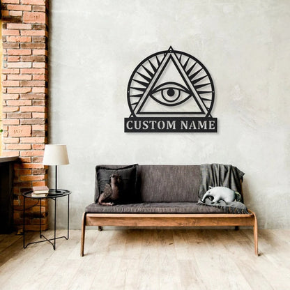 Personalized Illuminati Monogram Metal Sign Art , Custom Illuminati Metal Sign, Illuminati Lover Sign Decoration For Living Room, Laser Cut Metal Signs Custom Gift Ideas