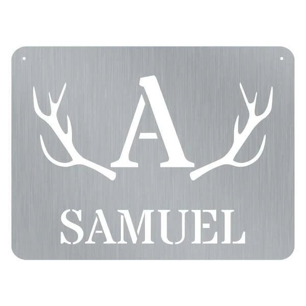 Antler Plaque Monogram Customized Metal Signs, Custom Metal Sign, Custom Signs, Metal Sign, Metal Laser Cut Metal Signs Custom Gift Ideas